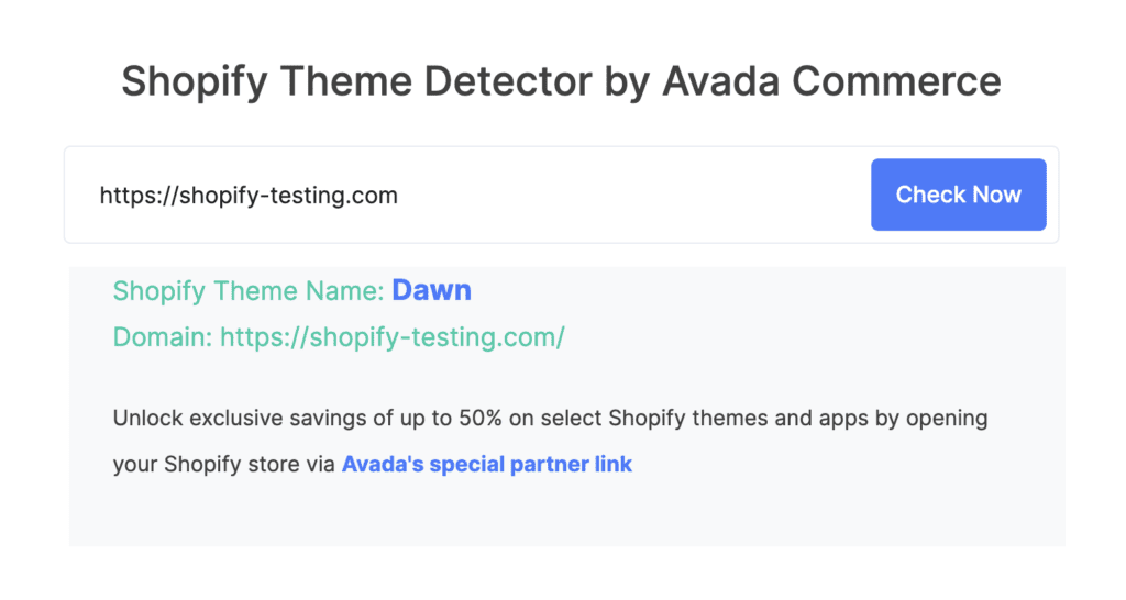 Avada Shopify Theme Detector Preview example